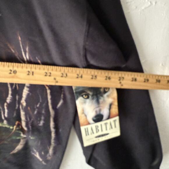 Vintage Habitat Sweatshirt Mens XL Black Deer Buck Graphic Crewneck Made USA 90s - Picture 5 of 6